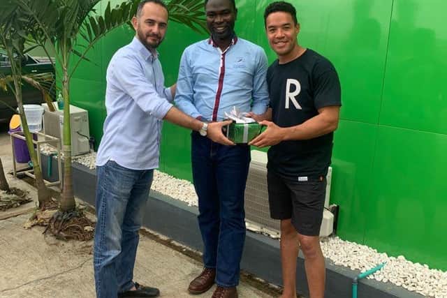 From left: FarmAfrik CEO and co-founder Ali Yagan, Azeez Oluwale from Wave City which operates a 500 hectare farm, and Les Ojugbana, co-founder of FarmAfrik