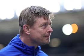 BIRMINGHAM, ENGLAND - APRIL 01:  Jon Dahl Tomasson the manager of Blackburn Rovers looks on after the Sky Bet Championship between Birmingham City and Blackburn Rovers at St Andrews (stadium) on April 01, 2023 in Birmingham, England. (Photo by Alex Livesey/Getty Images)