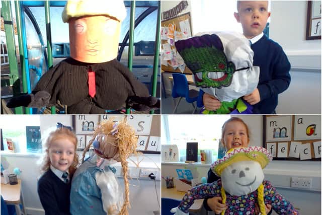 The pupils created their own scarecrows which included a Donald Trump one.