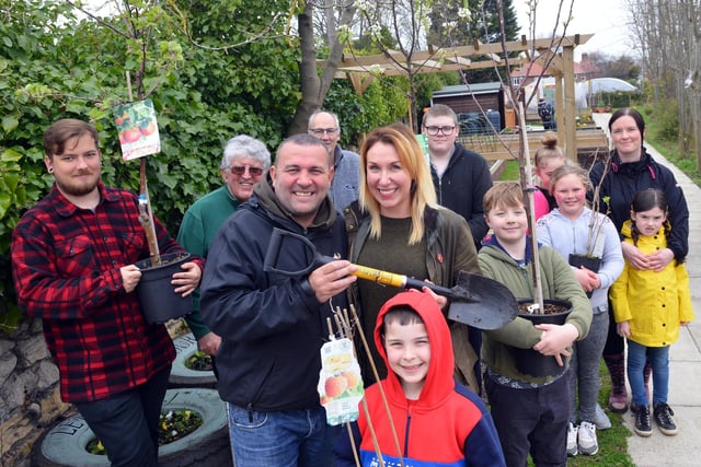 The Just Let Your Soul Grow community allotment group was in the picture 3 years ago when it received new trees and got help with planting from Blue Peter gardener Chris Collins, with founder Jennie Franks (middle) also in the picture.