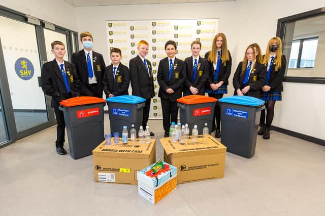 Sandhill View Academy Eco Team volunteers (left to right) Jay Ferry, 12, Niall Aston, 13, Mitchell Peggie, 12, McKenzie Todd, 12, Dylan Douglas, 13, Ava Mccully, 13, Katie Belford, 12, Chloe Hudson, 12 and Darcie Peters, 14.

Photograph: Elliot Nichol
