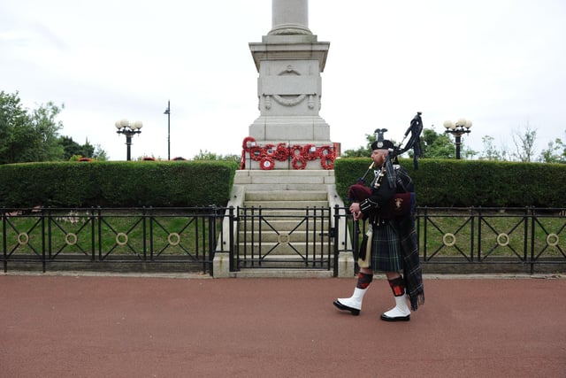 A moving performance from a piper at the memorial service on Sunday.