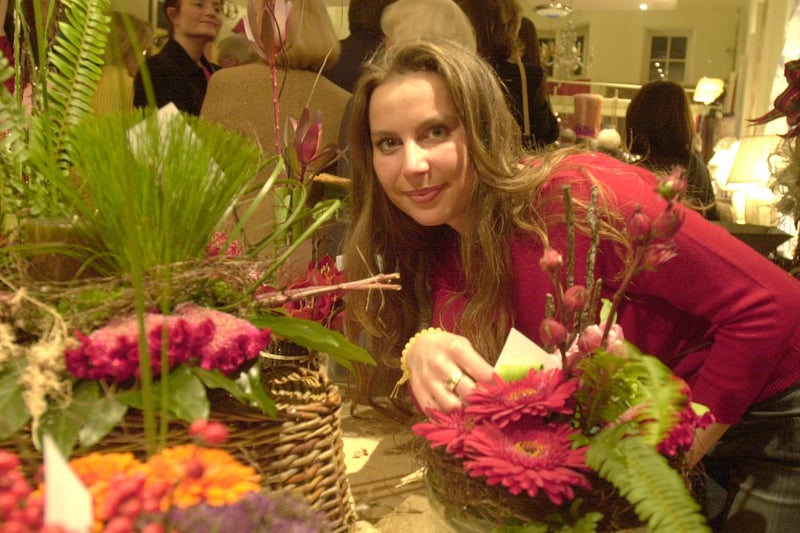 Florist Zoe Earp at the  Bowlam Showroom Christmas party in 2001
