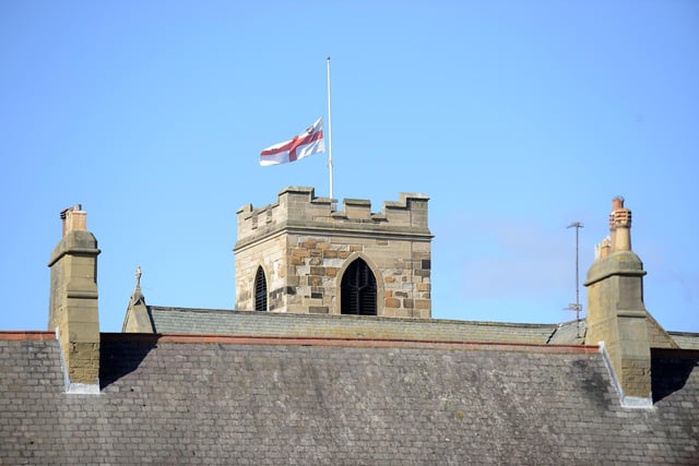 A flag flies at half mast at Sunderland Minster.