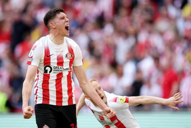 Ross Stewart's goal secured Sunderland promotion back to the Championship (Photo by Eddie Keogh/Getty Images)