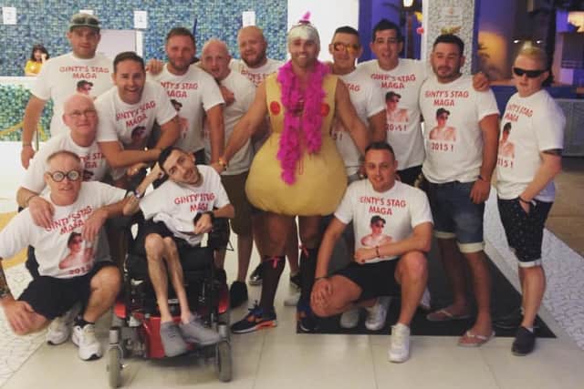 Leon Hetherington with his friends as they were on Liam McGinty's stag do.
