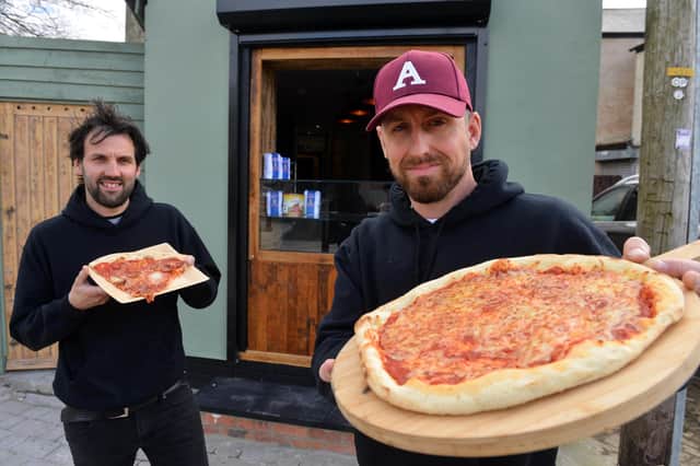 Slice Seaham pizza takeaway at The Coalface pub. Owners from left Mark Milroy and Andy Smith.