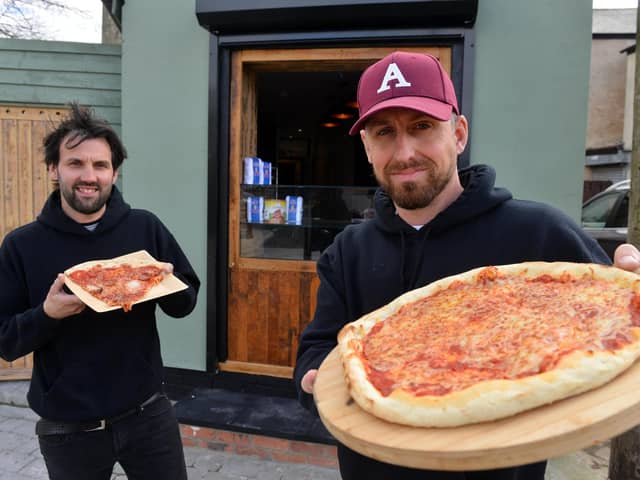 Slice Seaham pizza takeaway at The Coalface pub. Owners from left Mark Milroy and Andy Smith.