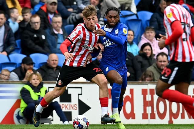 Jack Clarke playing for Sunderland against Cardiff City.