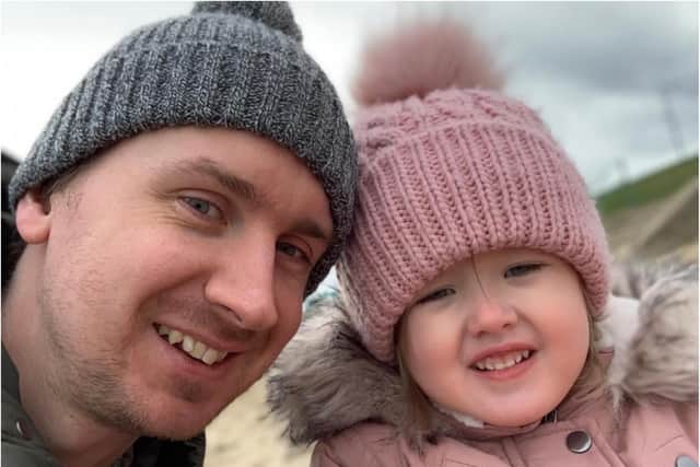 Will with his daughter Sophie who batted a brain tumour.