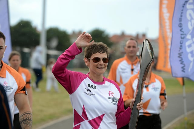 Emma Burrow carried the baton along the final stretch of the relay in Sunderland.