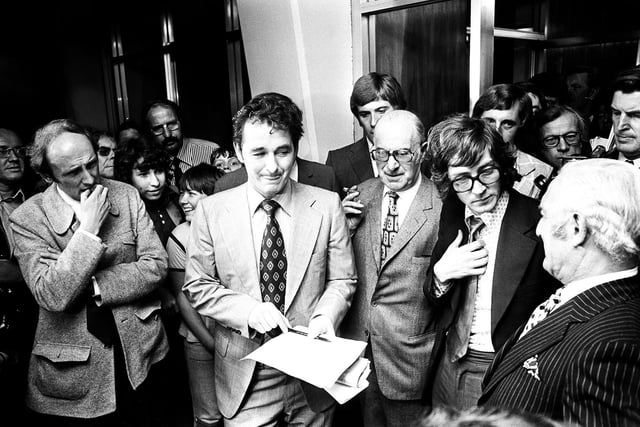 Brian Clough as his 44-day stint at Elland Road comes to an end.