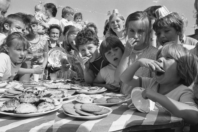 Digestive biscuits, cakes and jellies for these youngsters in Wensleydale Avenue, Usworth, where they were enjoying a royal wedding street party in 1981.