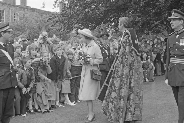 Children turned out in great numbers to see Queen Elizabeth II on her visit to Durham in July 1977.