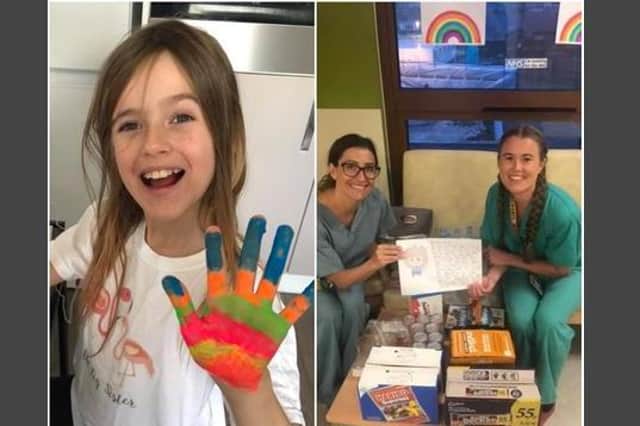 Nine-year-old Fearne Hilton and nurses at Sunderland Royal hospital