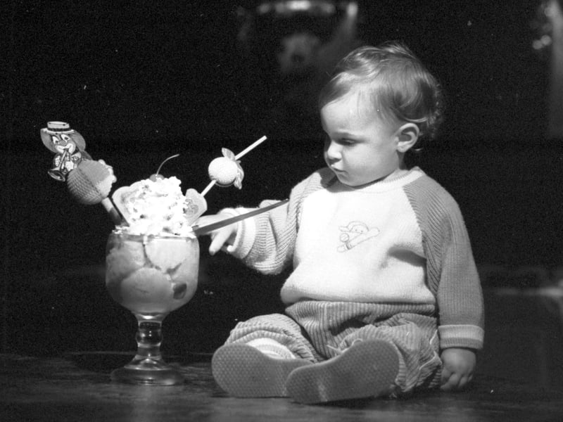 Little Paolo Boni with the ice cream which won Edinburgh's Lorenzo Boni the National Ice Cream Competition in Harrogate in 1986.