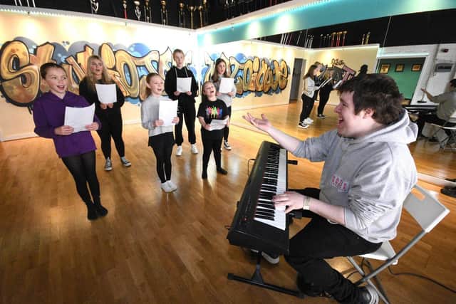 Robert Wilson Baker, creative assistant at Dance Jam and his students rehearse ahead of their fundraiser at The Peacock on Sunday, April 23. Picture by Ian McClelland.