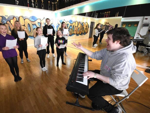 Robert Wilson Baker, creative assistant at Dance Jam and his students rehearse ahead of their fundraiser at The Peacock on Sunday, April 23. Picture by Ian McClelland.