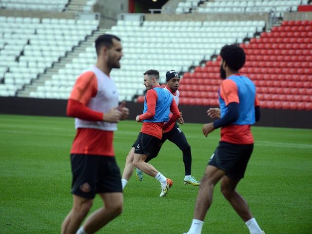 Sunderland players training at the Stadium of Light.