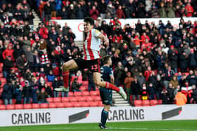 Luke O'Nien celebrates a Sunderland goal.