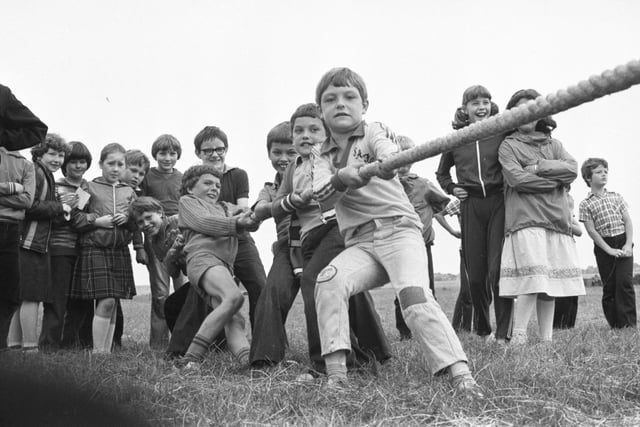 Sunderland Police organised a series of play schemes throughout the borough in 1979. Here is the tug o'war contest at Monkwearmouth School.
