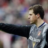 SUNDERLAND -  APRIL 5:  Thomas Sorensen of Sunderland during the FA Barclaycard Premiership match between Sunderland and Chelsea held on April 5, 2003 at the Stadium of Light, in Sunderland, England. Chelsea won the match 2-1. (Photo by Gary M. Prior/Getty Images)