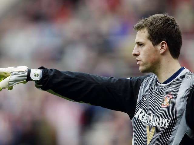 SUNDERLAND -  APRIL 5:  Thomas Sorensen of Sunderland during the FA Barclaycard Premiership match between Sunderland and Chelsea held on April 5, 2003 at the Stadium of Light, in Sunderland, England. Chelsea won the match 2-1. (Photo by Gary M. Prior/Getty Images)