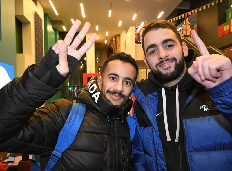 Mohammed El Asri and Ayoub Hamjan with their pre-match prediction of an England win.