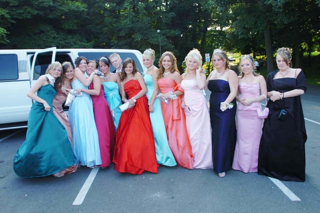 Here's a lovely view of the limo scene at Dene House prom in Peterlee in 2006. Dresses in every colour!