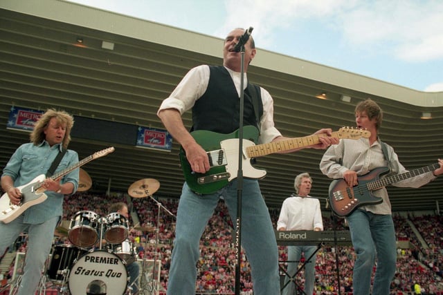 Status Quo performed at the opening ceremony of the Stadium of Light in 1997. Their chart hit Caroline reached number 5 in the charts in October 1973.