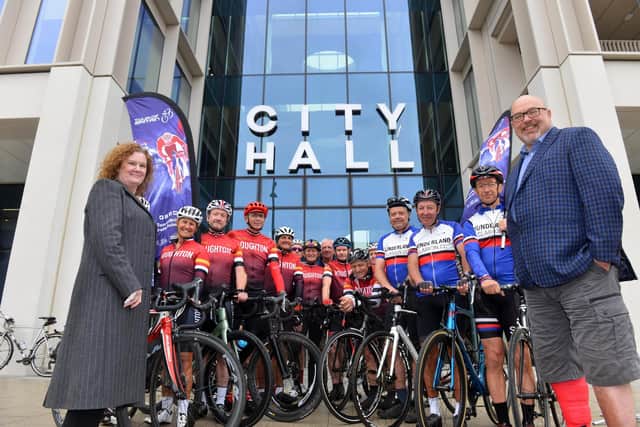 Cllr Linda Williams and Sunderland City Council leader Cllr Graeme Miller at the launch event for the AJ Bell Tour of Britain race which will finish in Sunderland on September 6.