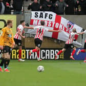 The Sunderland players celebrate a goal. (Photo by Ian Horrocks/Sunderland AFC via Getty Images)