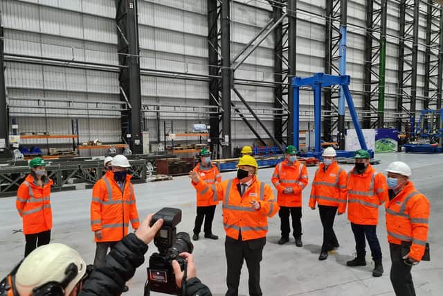 Prime Minister Boris Johnson at the ORE Catapult facility in Blyth. Pictures by Ben O’Connell