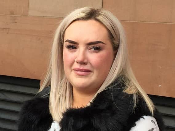 Katie Cutler, who announced she will no longer carry out charitable work after losing a legal dispute over a PR bill, outside Newcastle County Court. (Photo: PA)