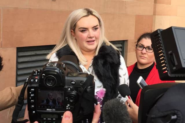 Katie Cutler, who announced she will no longer carry out charitable work after losing a legal dispute over a PR bill, outside Newcastle County Court. (Photo: PA)