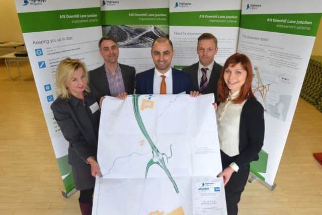 (from left) Highways England's Helen Apps; Sunderland City Council Group Engineer Ian Vickers; Highways England Project Manager Paul Ahdal; South Tyneside Transport Officer Trevor Male and Highways England's Christina Fielding at today's consultation event