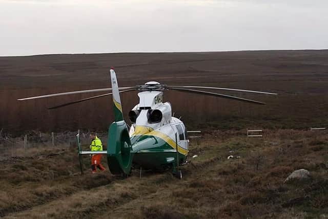 The Great North Air Ambulance at the scene of Paul Parker's accident