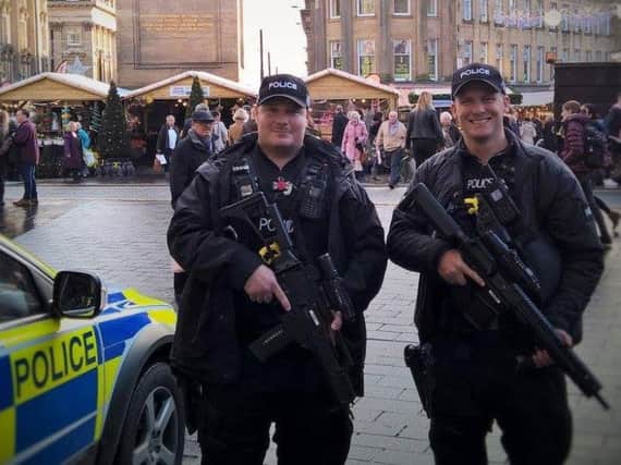 One of the pictures of armed police which Northumbria Police put on their Facebook page.