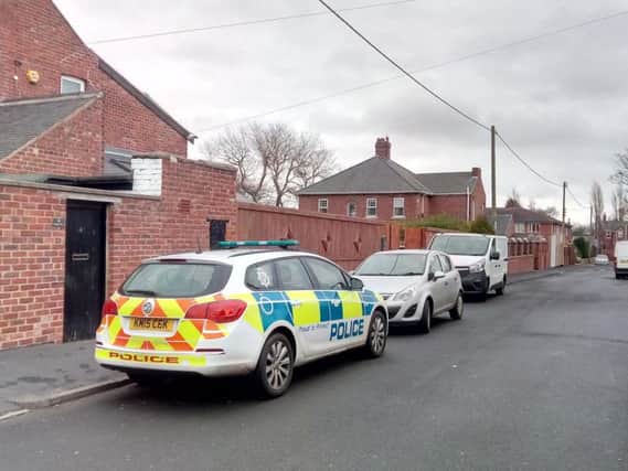 Police in North View Castletown, Sunderland, earlier today.