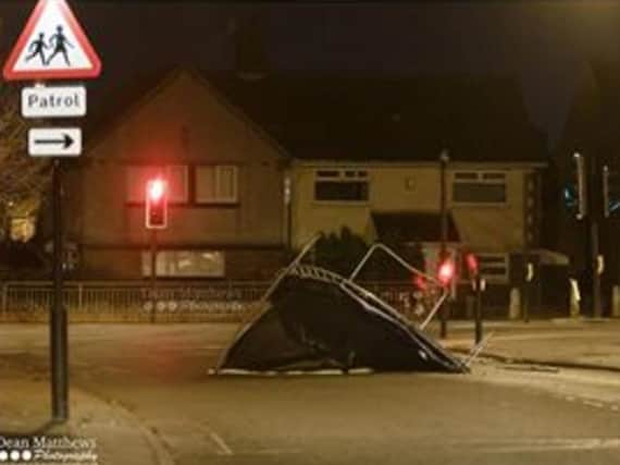Photographer Dean Matthews spotted this errant trampoline in Blackwood Road, Town End Farm, last night