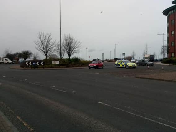 Police at the scene of a two-car crash in St Michael's Way in Sunderland.