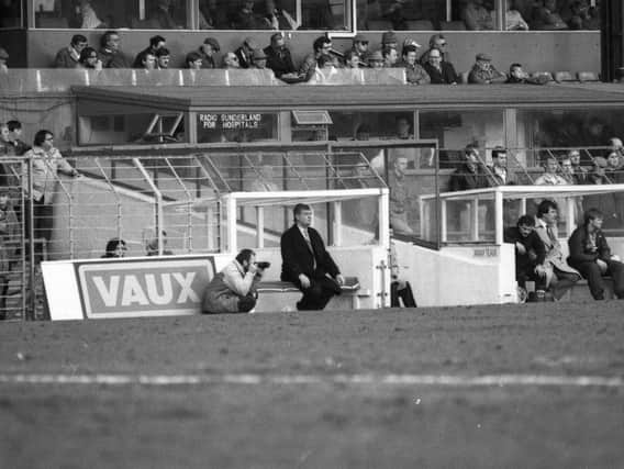 A lonely Lawrie McMenemy in the dug-out during another Sunderland defeat in the 1986-87 relegation season.