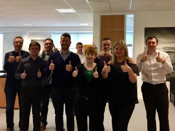 The North East press team puts its thumbs up for Bradley.