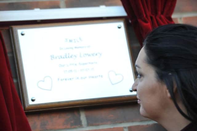 Gemma Lowery unveiled a plaque in memory of Bradley at the school.
