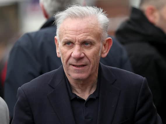 Peter Reid was one of the speakers at the People's Vote rally in Liverpool. Pic: PA.