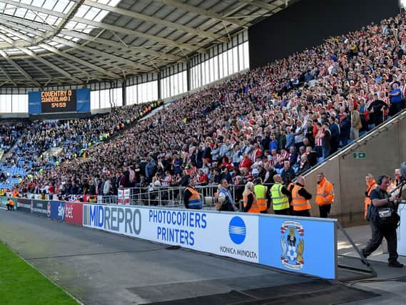 The Sunderland end at the Ricoh Arena, where trouble flared outside after the 1-1 draw with Coventry.
