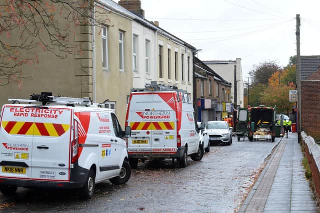 Emergency crews in Richard Street, Hetton, following a fire there this morning.