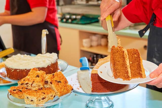 Pictures showing cakes and scones at another National Trust cafe