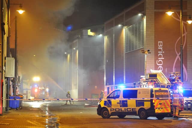 A cordon was thrown around the area as firefighters tackled the fire.