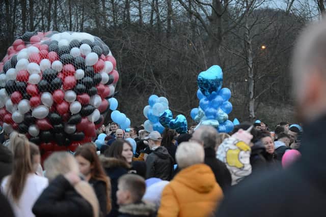 Hundreds of people turned up to take part in the balloon release.